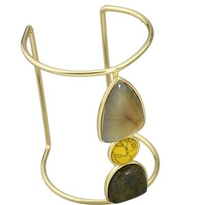 Gold Tone Boho Stone Bangle